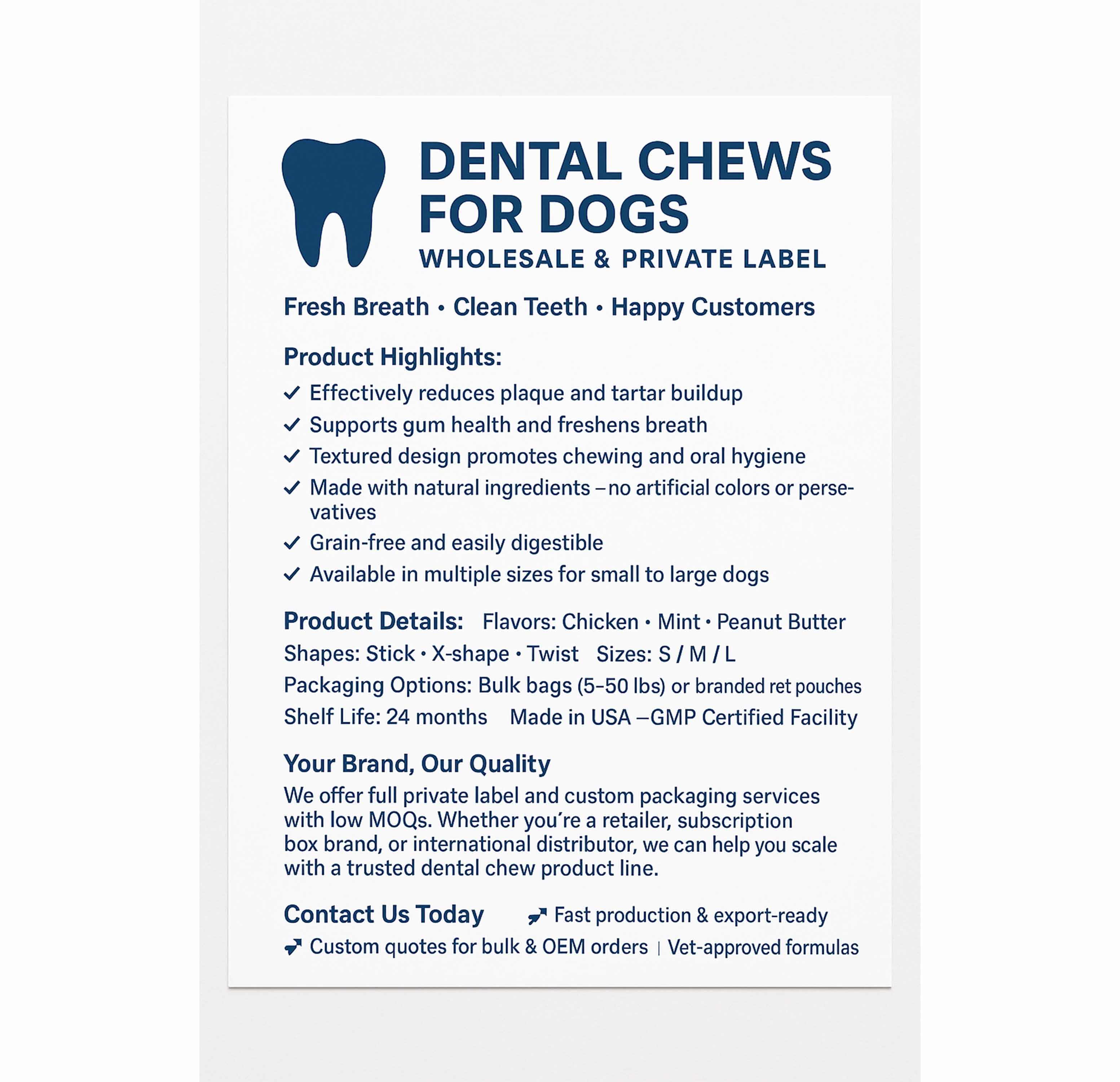 DENTAL CHEWS FOR DOGS & CATS
