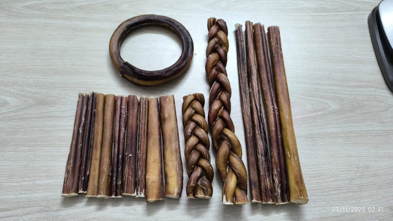 Natural Dried Beef Pizzle (Bully Sticks), Dog Food. Pet Chews